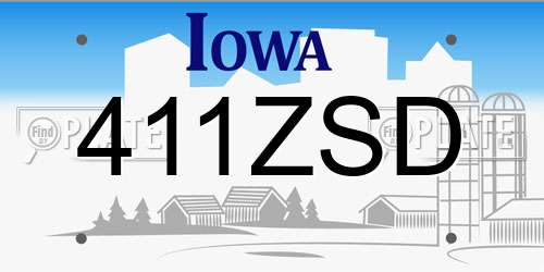 411ZSD Iowa License Plate