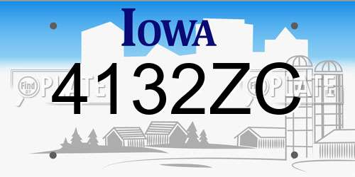 4132ZC Iowa License Plate