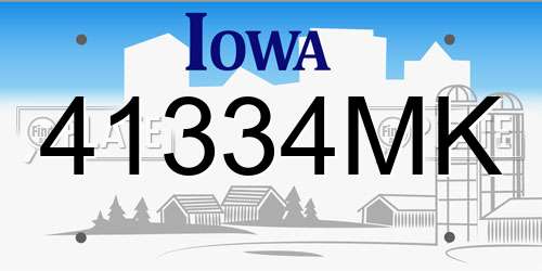41334MK Iowa License Plate