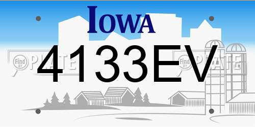 4133EV Iowa License Plate