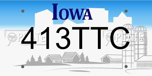 413TTC Iowa License Plate