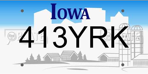 413YRK Iowa License Plate