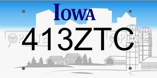 413ZTC Iowa License Plate