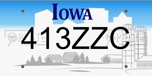 413ZZC Iowa License Plate
