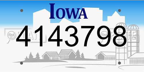 4143798 Iowa License Plate