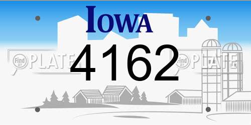 4162 Iowa License Plate