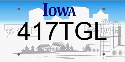 417TGL Iowa License Plate