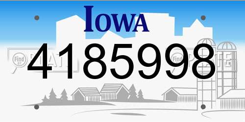 4185998 Iowa License Plate