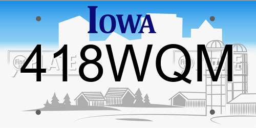 418WQM Iowa License Plate