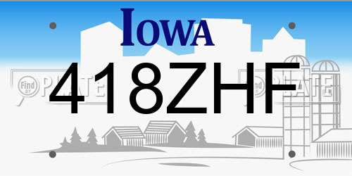 418ZHF Iowa License Plate