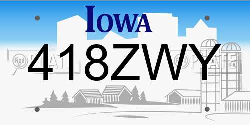 418ZWY Iowa License Plate