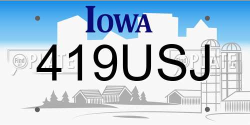 419USJ Iowa License Plate
