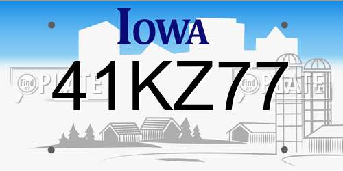 41KZ77 Iowa License Plate