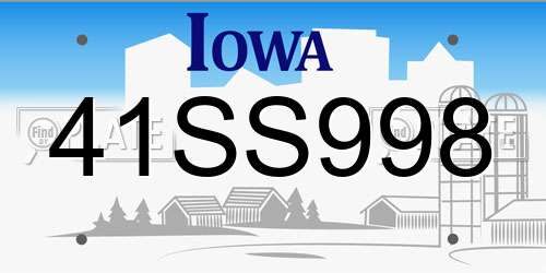 41SS998 Iowa License Plate
