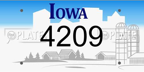 4209 Iowa License Plate