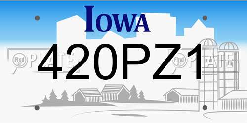 420PZ1 Iowa License Plate