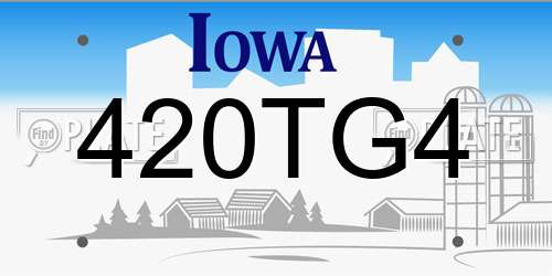 420TG4 Iowa License Plate