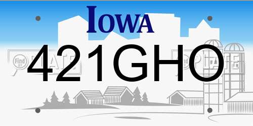 421GHO Iowa License Plate