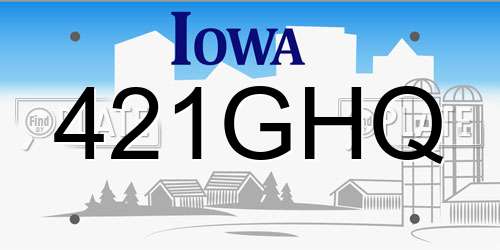 421GHQ Iowa License Plate