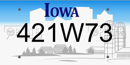 421W73 Iowa License Plate