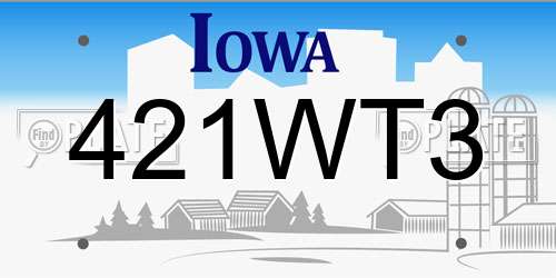 421WT3 Iowa License Plate