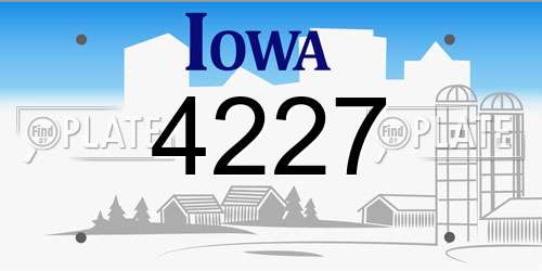4227 Iowa License Plate