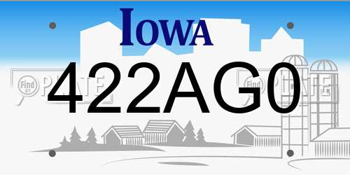 422AG0 Iowa License Plate