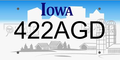 422AGD Iowa License Plate