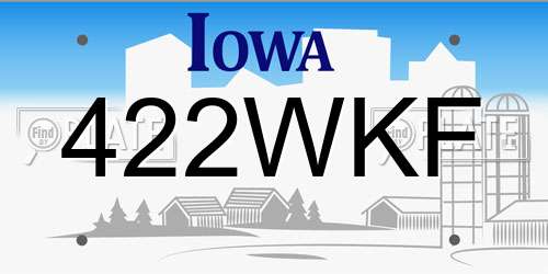 422WKF Iowa License Plate