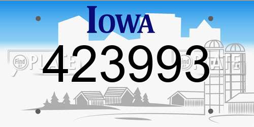 423993 Iowa License Plate