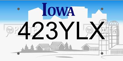 423YLX Iowa License Plate