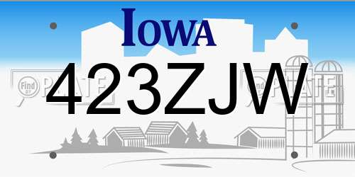423ZJW Iowa License Plate