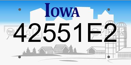 42551E2 Iowa License Plate