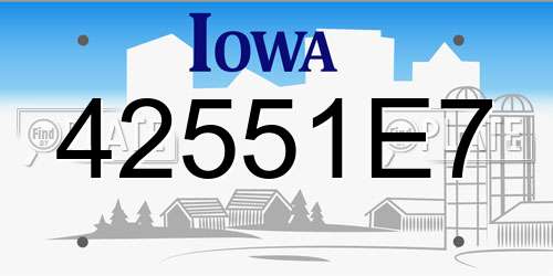 42551E7 Iowa License Plate