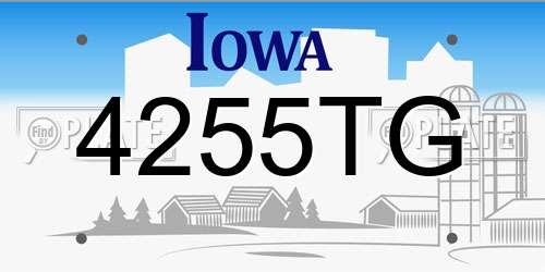 4255TG Iowa License Plate