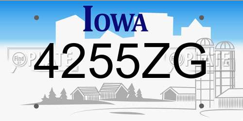 4255ZG Iowa License Plate