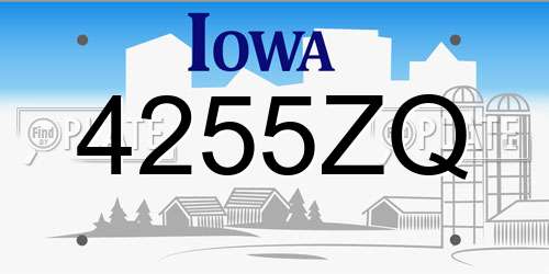 4255ZQ Iowa License Plate