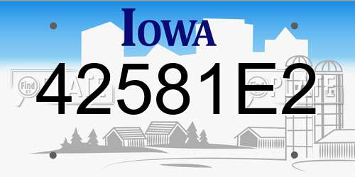 42581E2 Iowa License Plate
