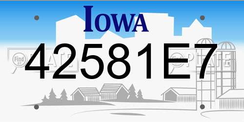42581E7 Iowa License Plate