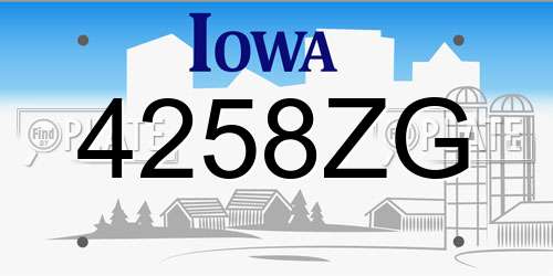 4258ZG Iowa License Plate