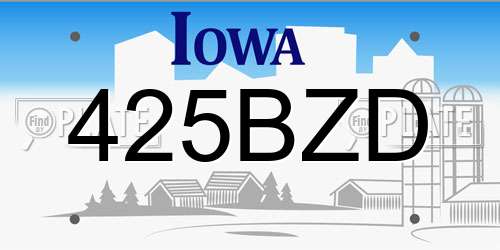 425BZD Iowa License Plate