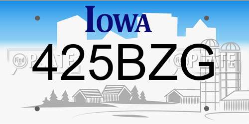 425BZG Iowa License Plate