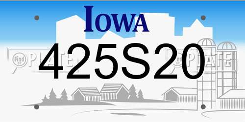 425S20 Iowa License Plate