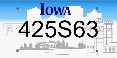 425S63 Iowa License Plate