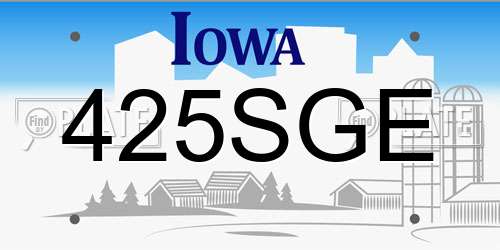 425SGE Iowa License Plate