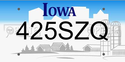 425SZQ Iowa License Plate