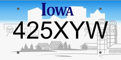 425XYW Iowa License Plate