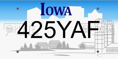 425YAF Iowa License Plate