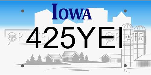 425YEI Iowa License Plate