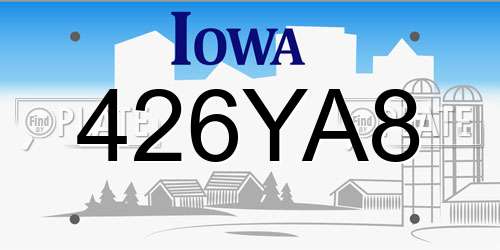 426YA8 Iowa License Plate
